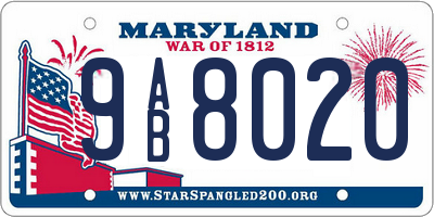 MD license plate 9AB8020