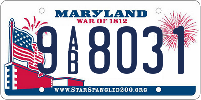 MD license plate 9AB8031