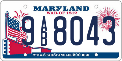 MD license plate 9AB8043