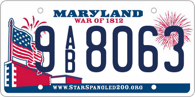 MD license plate 9AB8063