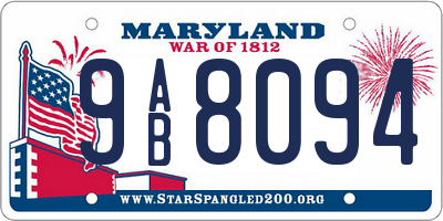 MD license plate 9AB8094