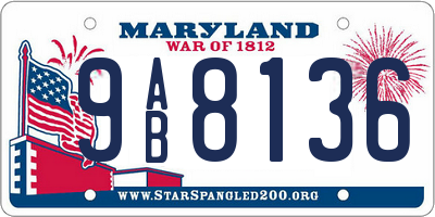MD license plate 9AB8136