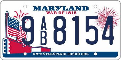 MD license plate 9AB8154