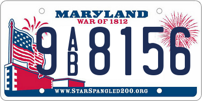 MD license plate 9AB8156