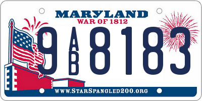 MD license plate 9AB8183