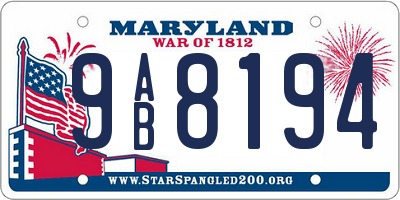 MD license plate 9AB8194