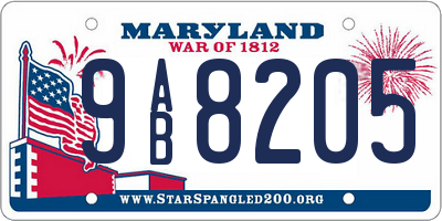 MD license plate 9AB8205