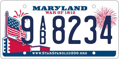 MD license plate 9AB8234