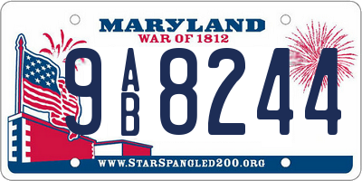 MD license plate 9AB8244