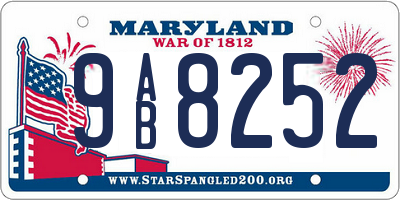 MD license plate 9AB8252
