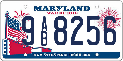 MD license plate 9AB8256