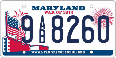 MD license plate 9AB8260