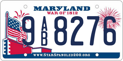 MD license plate 9AB8276