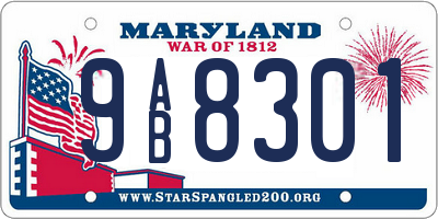 MD license plate 9AB8301