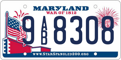 MD license plate 9AB8308