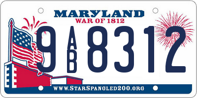 MD license plate 9AB8312