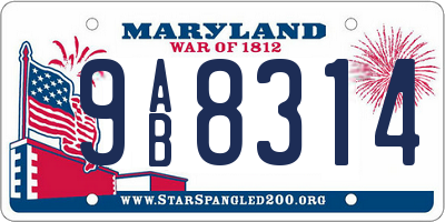 MD license plate 9AB8314