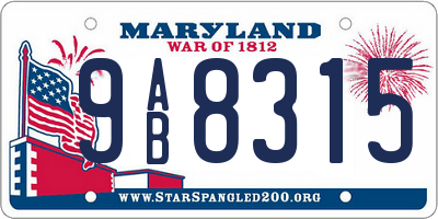 MD license plate 9AB8315