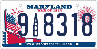 MD license plate 9AB8318