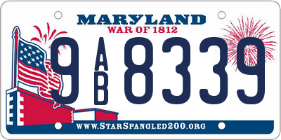 MD license plate 9AB8339