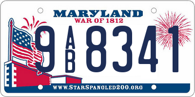 MD license plate 9AB8341