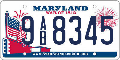 MD license plate 9AB8345