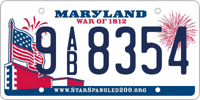 MD license plate 9AB8354