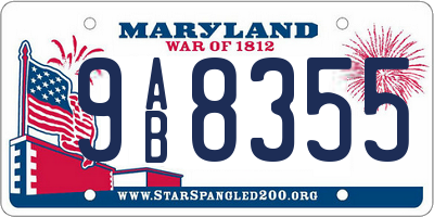 MD license plate 9AB8355