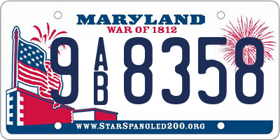 MD license plate 9AB8358