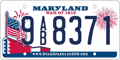 MD license plate 9AB8371