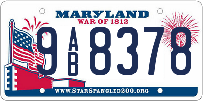 MD license plate 9AB8378