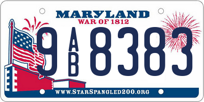MD license plate 9AB8383