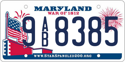 MD license plate 9AB8385