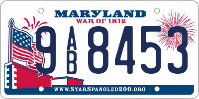 MD license plate 9AB8453