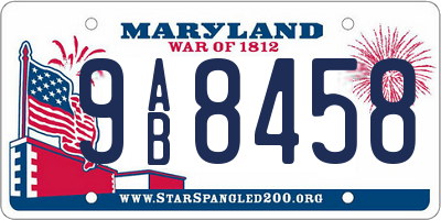 MD license plate 9AB8458