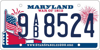 MD license plate 9AB8524