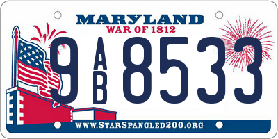 MD license plate 9AB8533