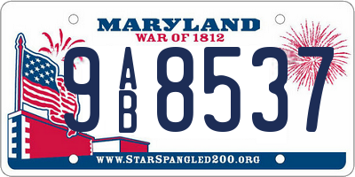 MD license plate 9AB8537