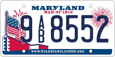 MD license plate 9AB8552