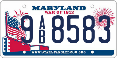 MD license plate 9AB8583