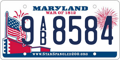 MD license plate 9AB8584