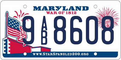 MD license plate 9AB8608
