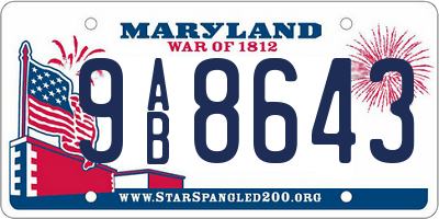 MD license plate 9AB8643