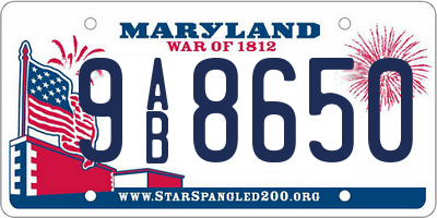 MD license plate 9AB8650