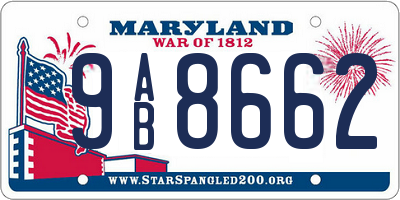 MD license plate 9AB8662