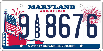 MD license plate 9AB8676