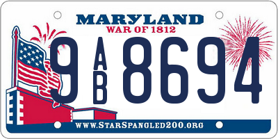 MD license plate 9AB8694