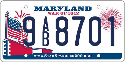 MD license plate 9AB8701