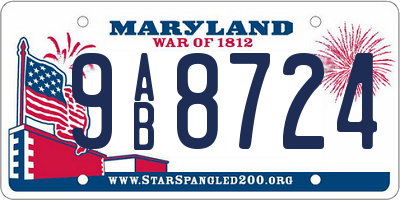 MD license plate 9AB8724