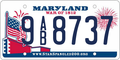 MD license plate 9AB8737
